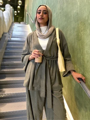 Ribbed Velvet Cardigan Set