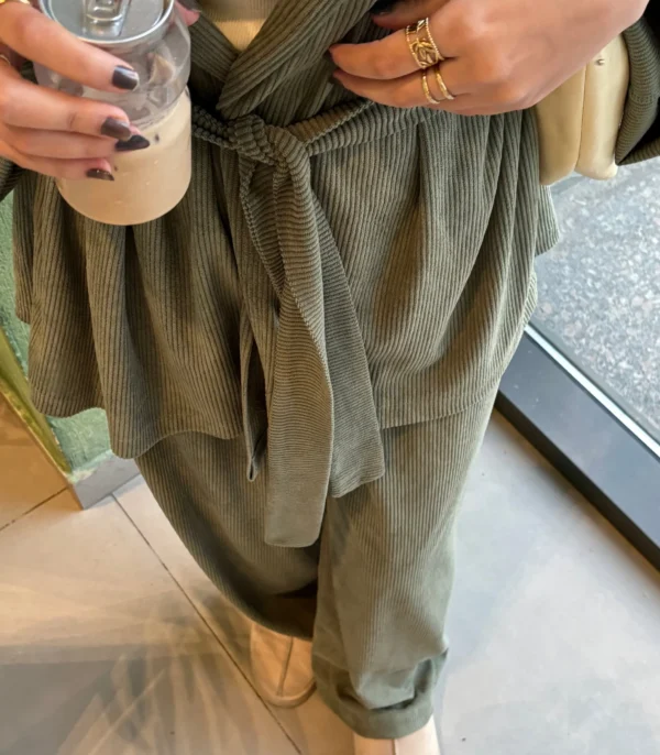 Ribbed Velvet Cardigan Set